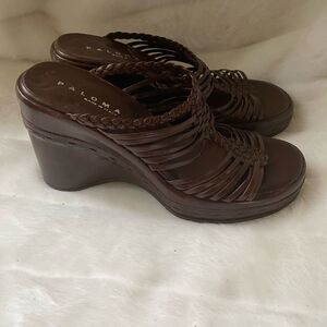 Paloma made in Italy brown braided straps wedge platform sandals size 9.5